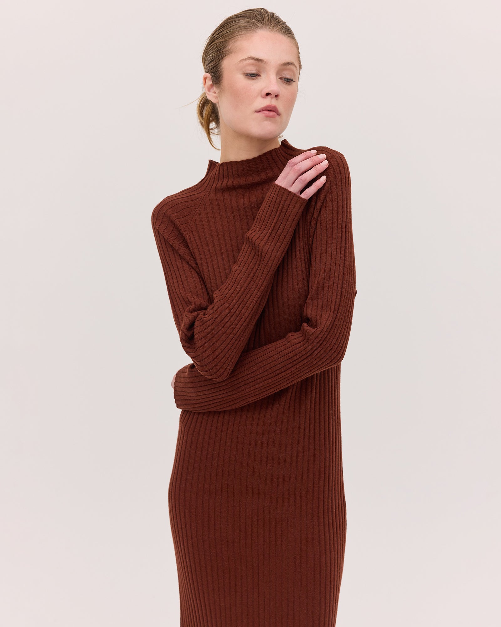 The Rib Knit Dress | Mahogany by Cloth & Co.