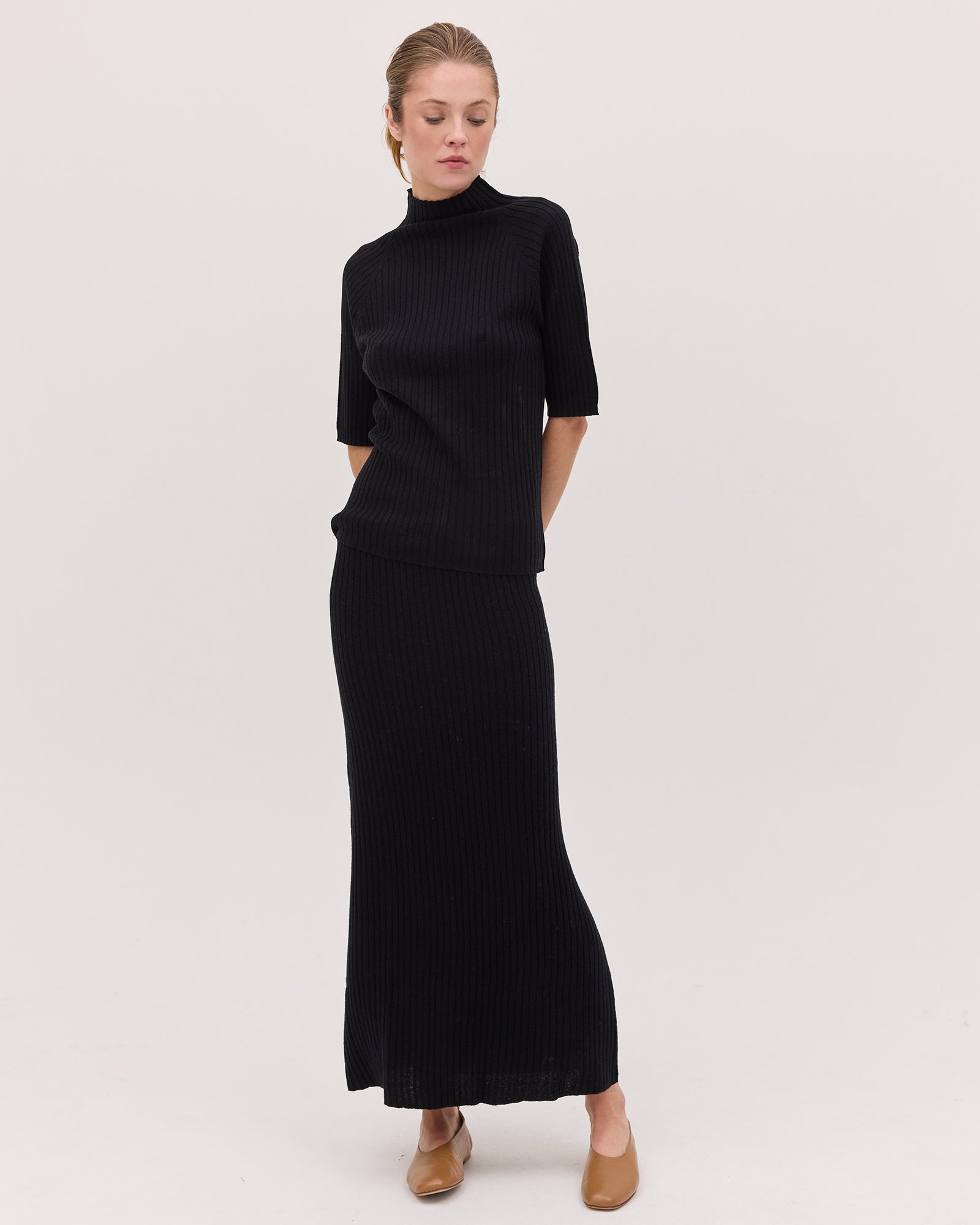 The Rib Knit Skirt | Black by Cloth & Co.