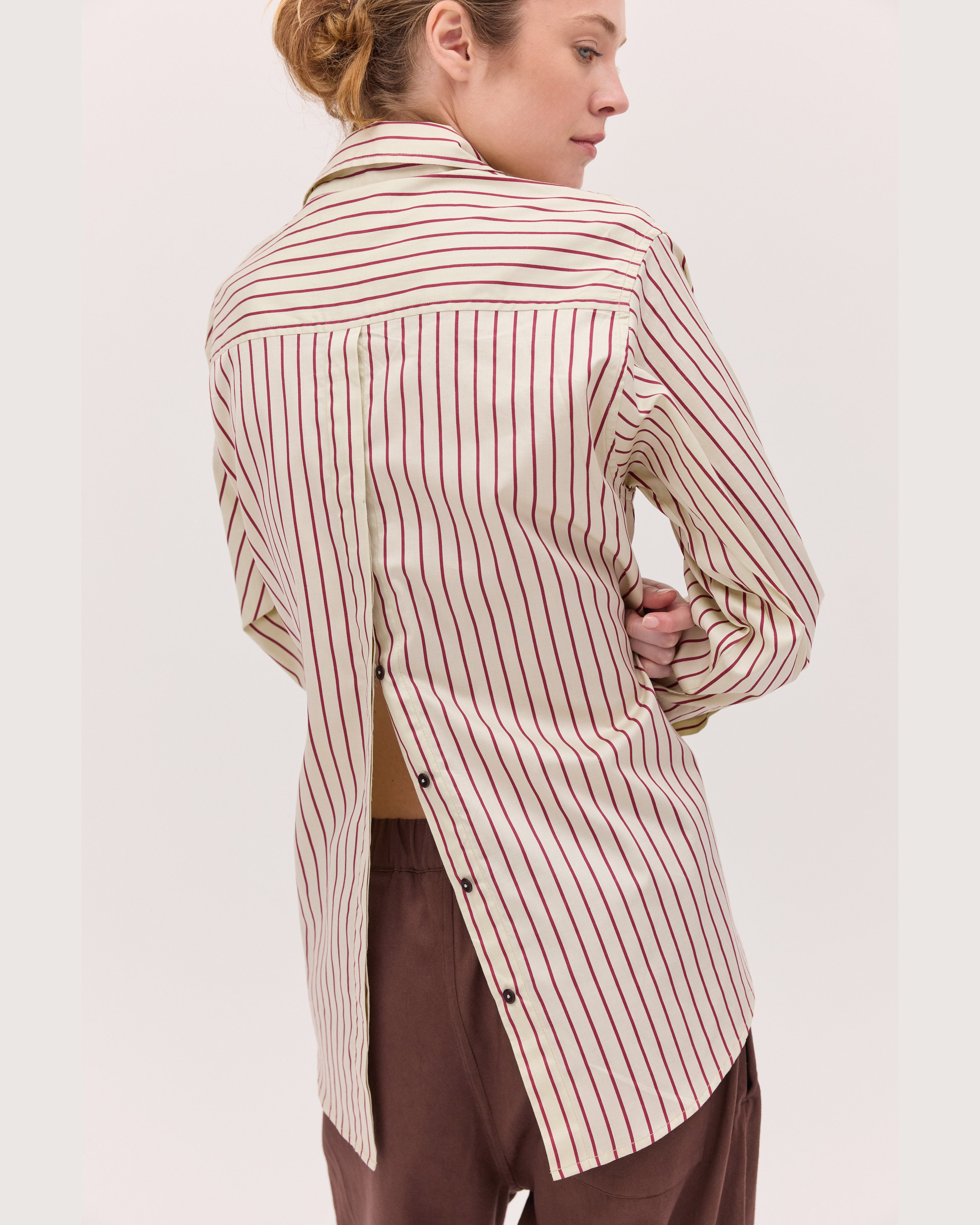 The Split Back Shirt | Mahogany Stripe by Cloth & Co.