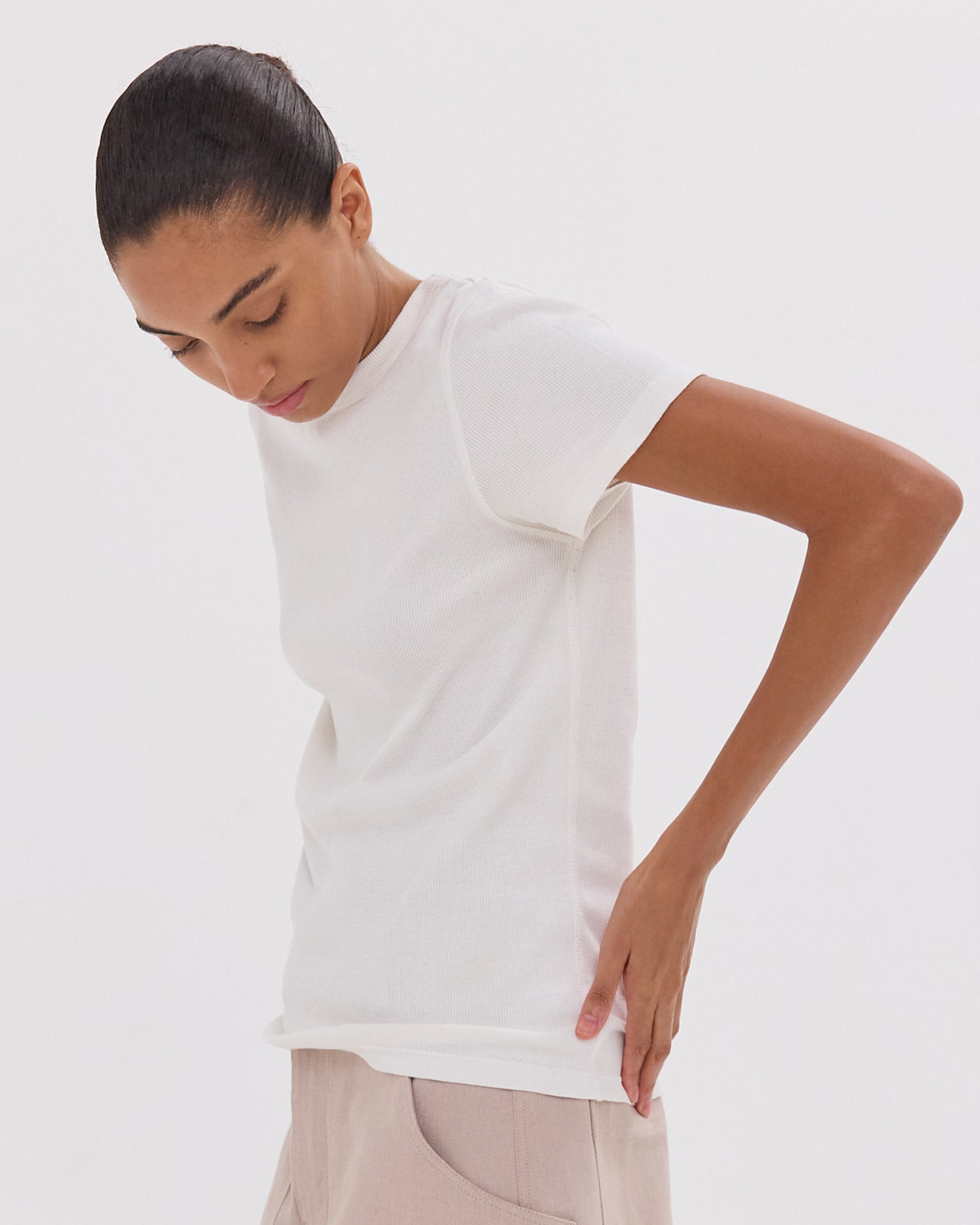 The Ribbed Tee | White