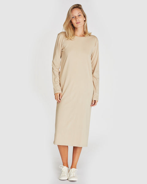 The Boxy Long Sleeve Dress | Pebble