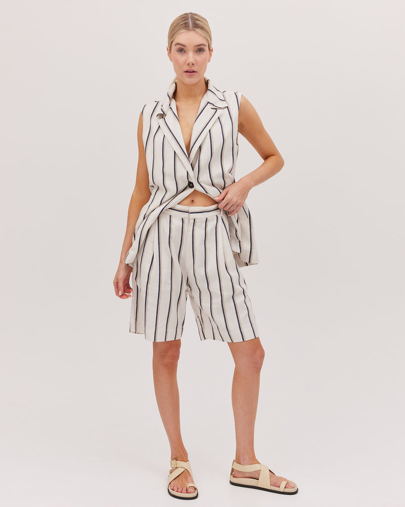 The Tailored Short | Khadi Stripe