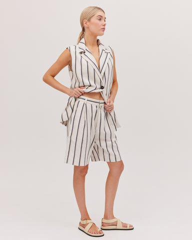 The Tailored Short | Khadi Stripe