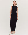 The Rib Funnel Neck Tank Dress | Black