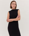 The Rib Funnel Neck Tank Dress | Black