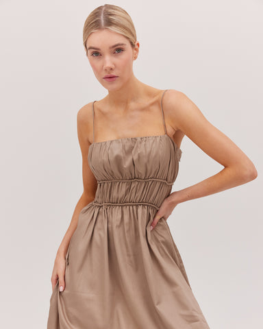 The Shirred Strappy Dress | Praline