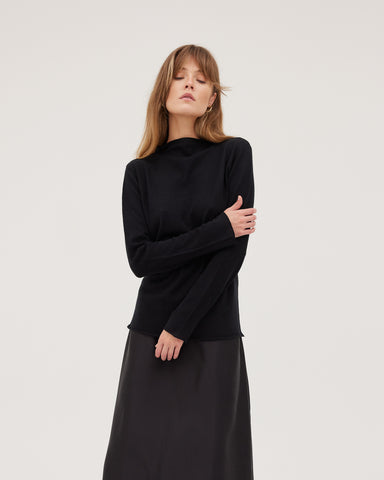 The Funnel Neck Top | Black