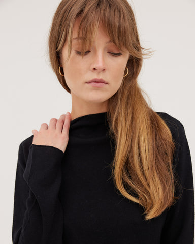 The Funnel Neck Top | Black