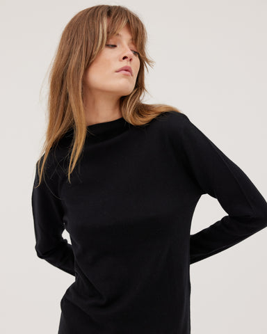 The Funnel Neck Top | Black