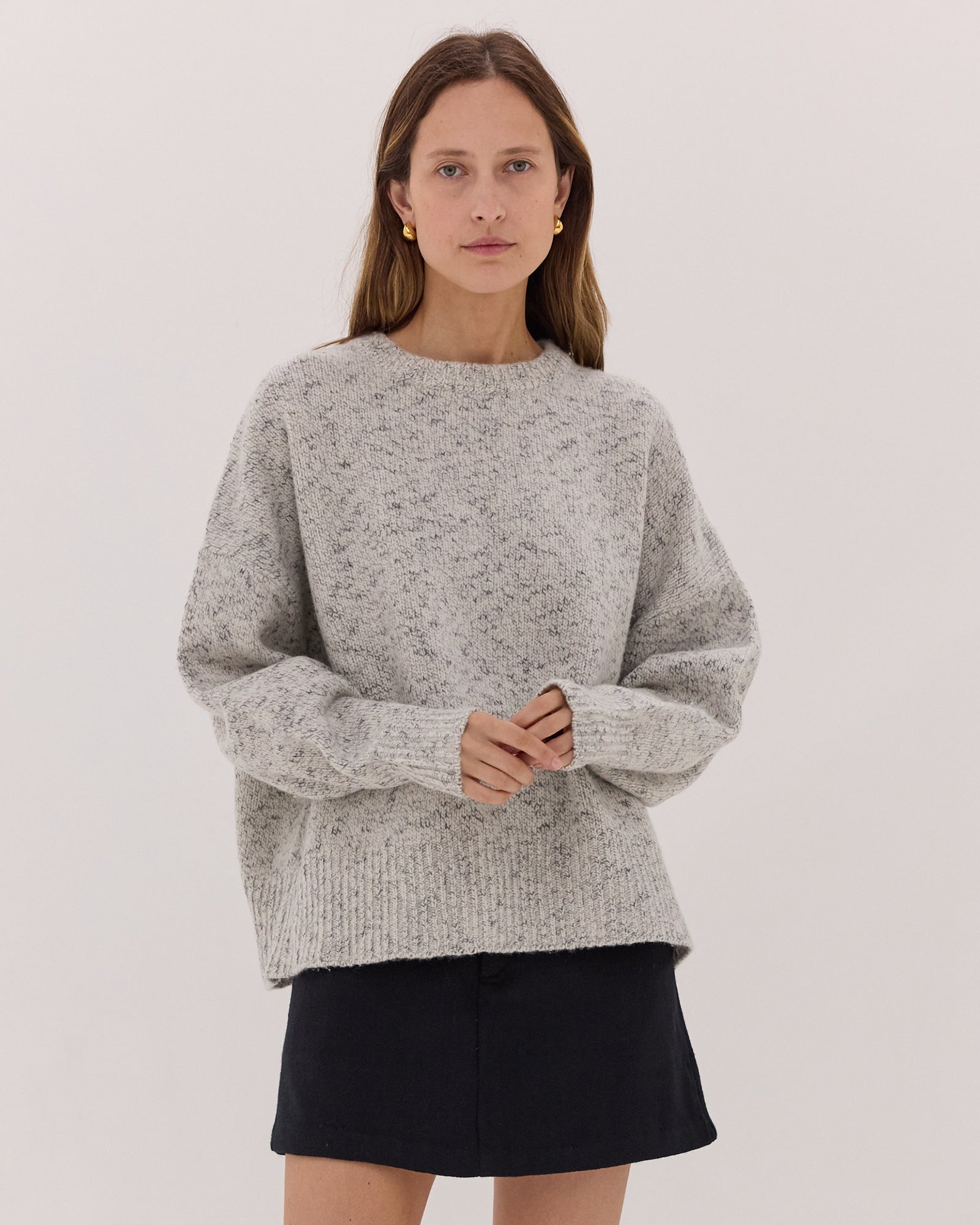 The Billow Sleeve Jumper | Black Fleck
