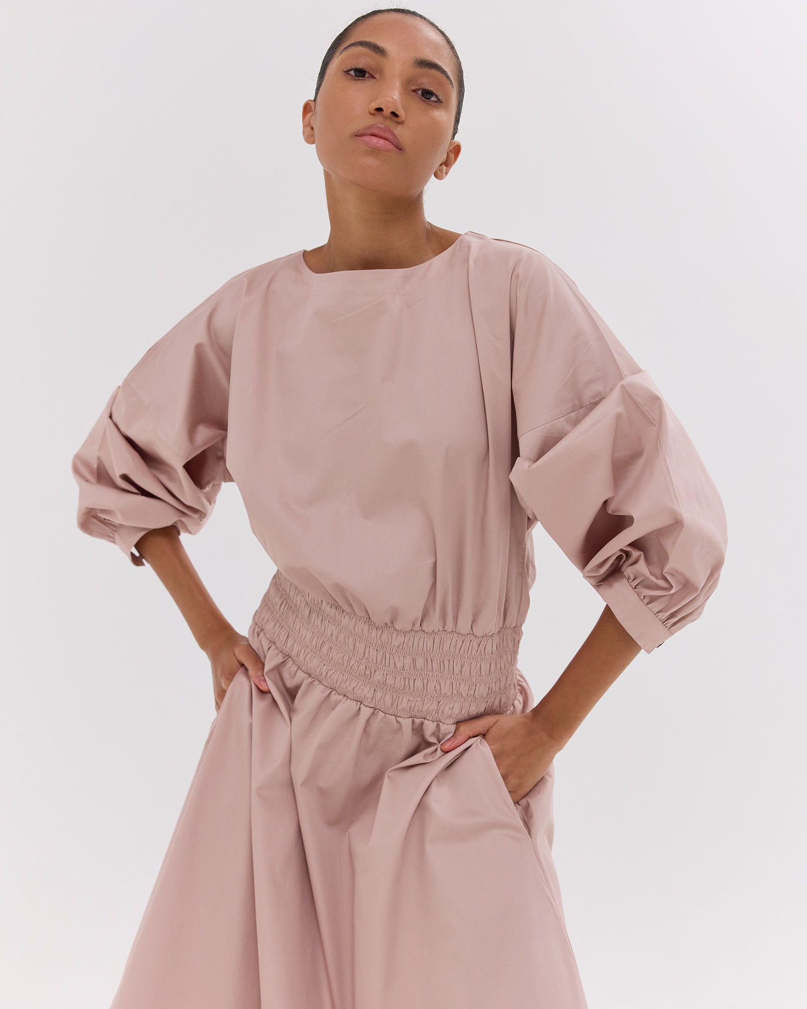 The Shirred Billow Sleeve Dress | Lotus