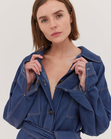 The Denim Belted Jacket | Dark Indigo