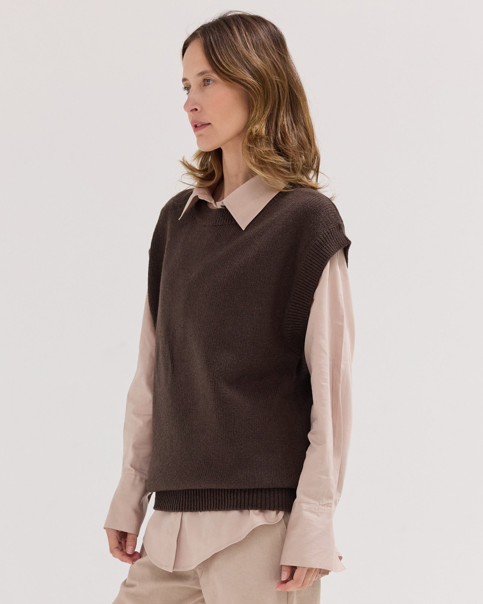 The Crew Neck Vest | Brazil Nut