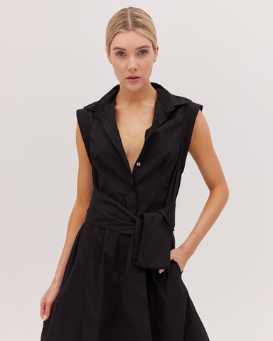 The Tailored Sleeveless Dress | Black