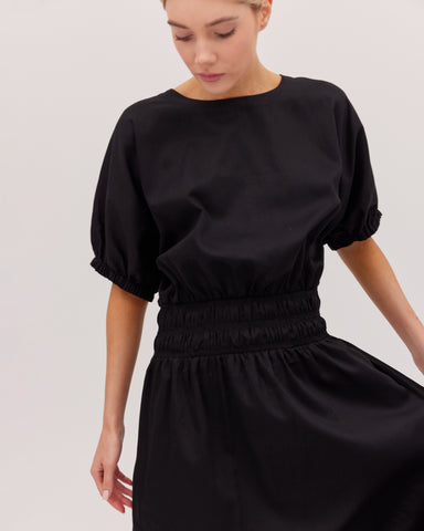 The Shirred Midi Dress | Black