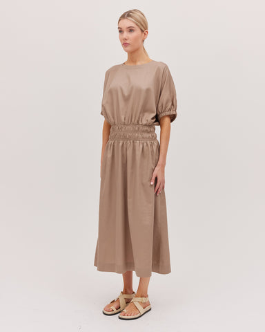 The Shirred Midi Dress | Praline