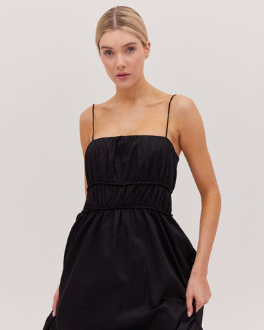 The Shirred Strappy Dress | Black