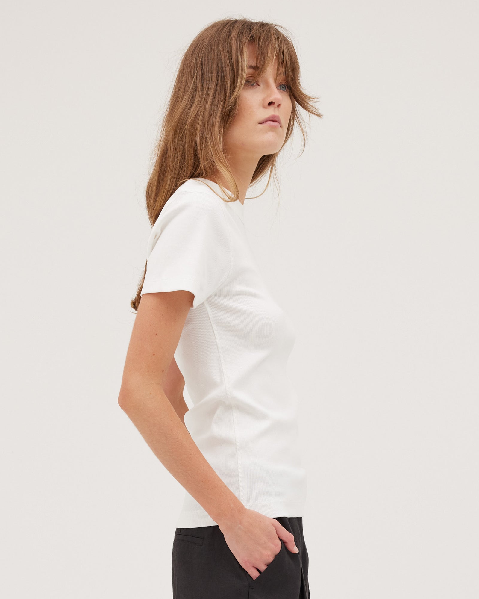 The Ribbed Tee | White
