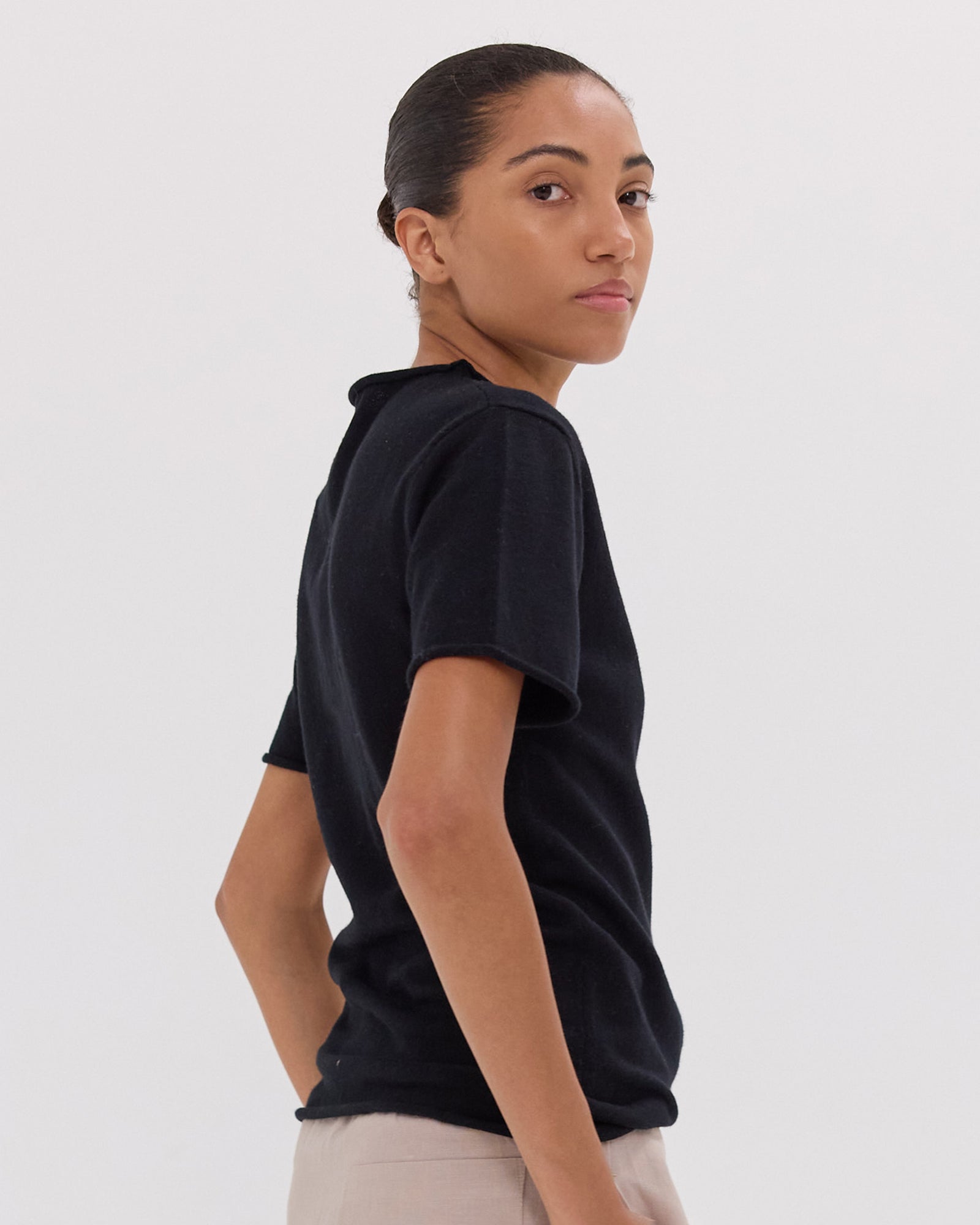 The Funnel Neck Tee | Black