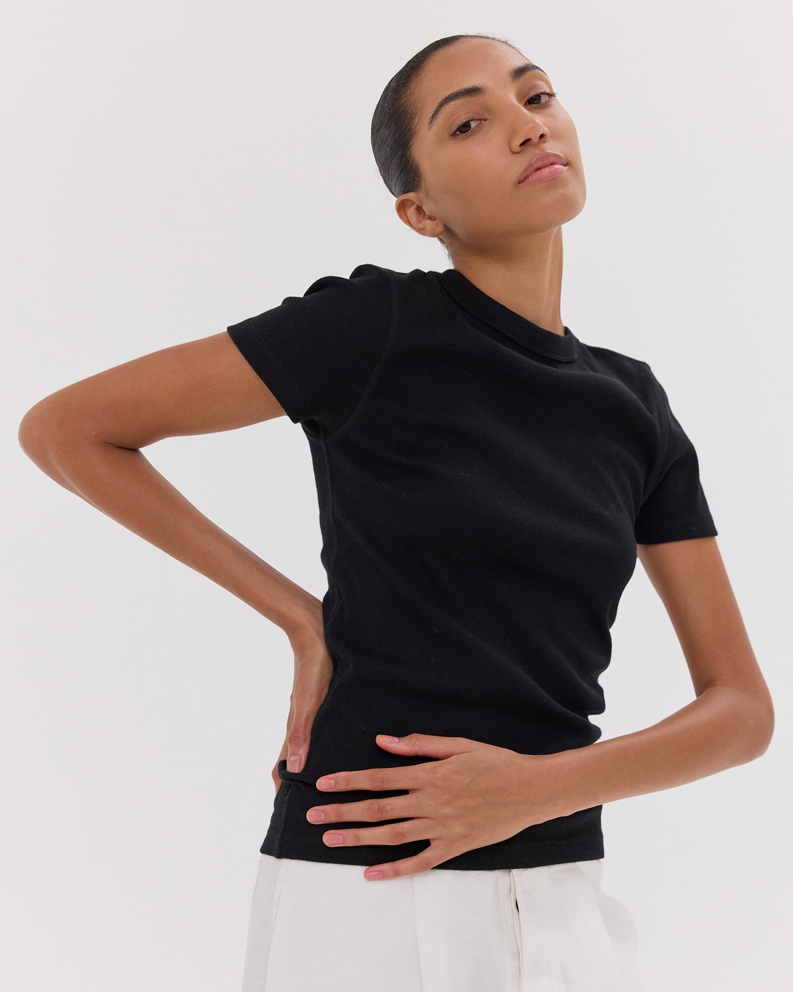The Ribbed Tee | Black