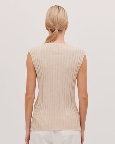 The Ribbed Funnel Neck Tank | Jute