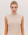 The Ribbed Funnel Neck Tank | Jute