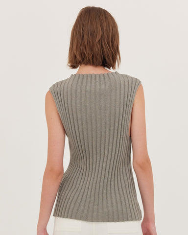 The Rib Funnel Neck Tank | Eucalypt