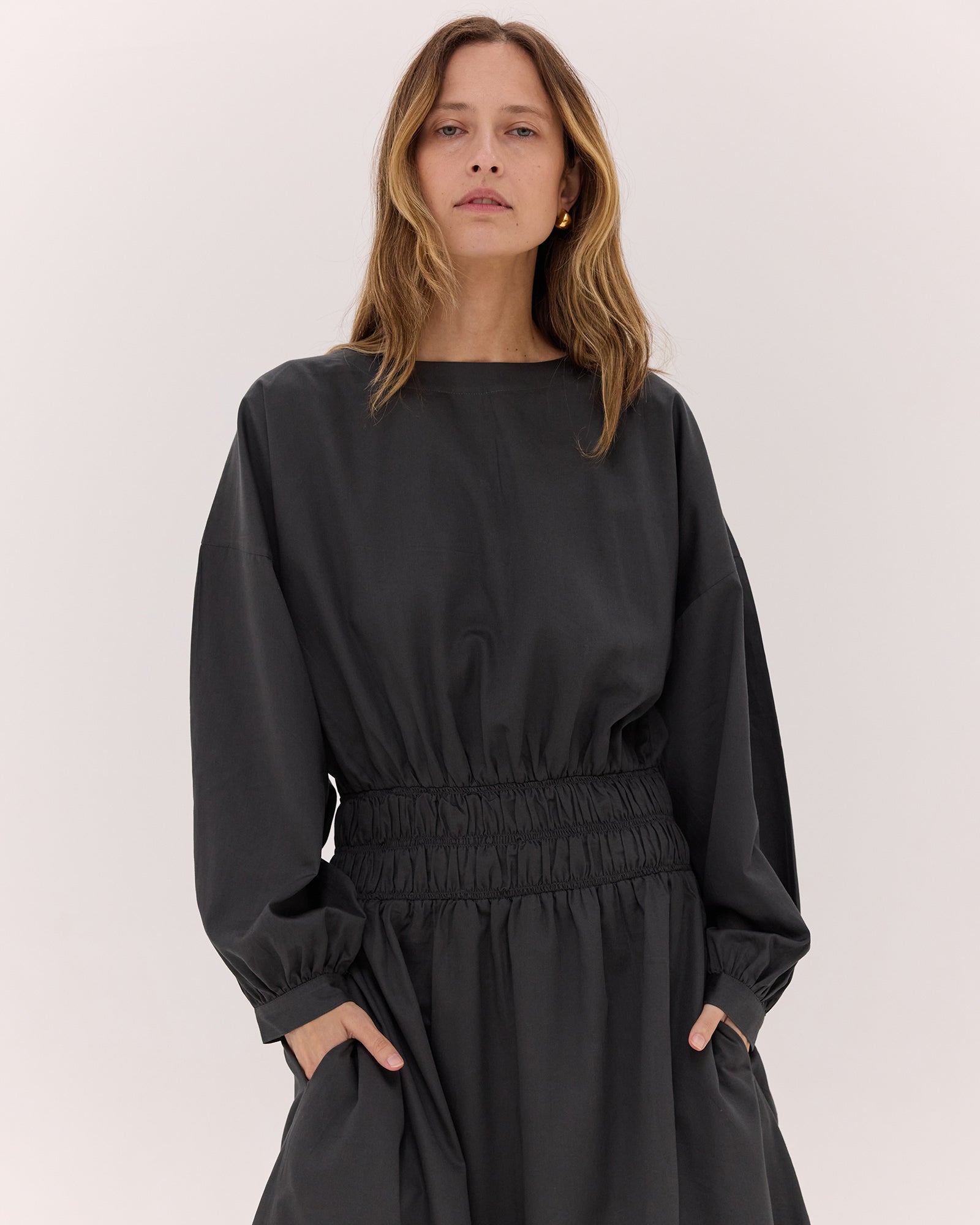 The Billow Sleeve Winter Dress | Carbon