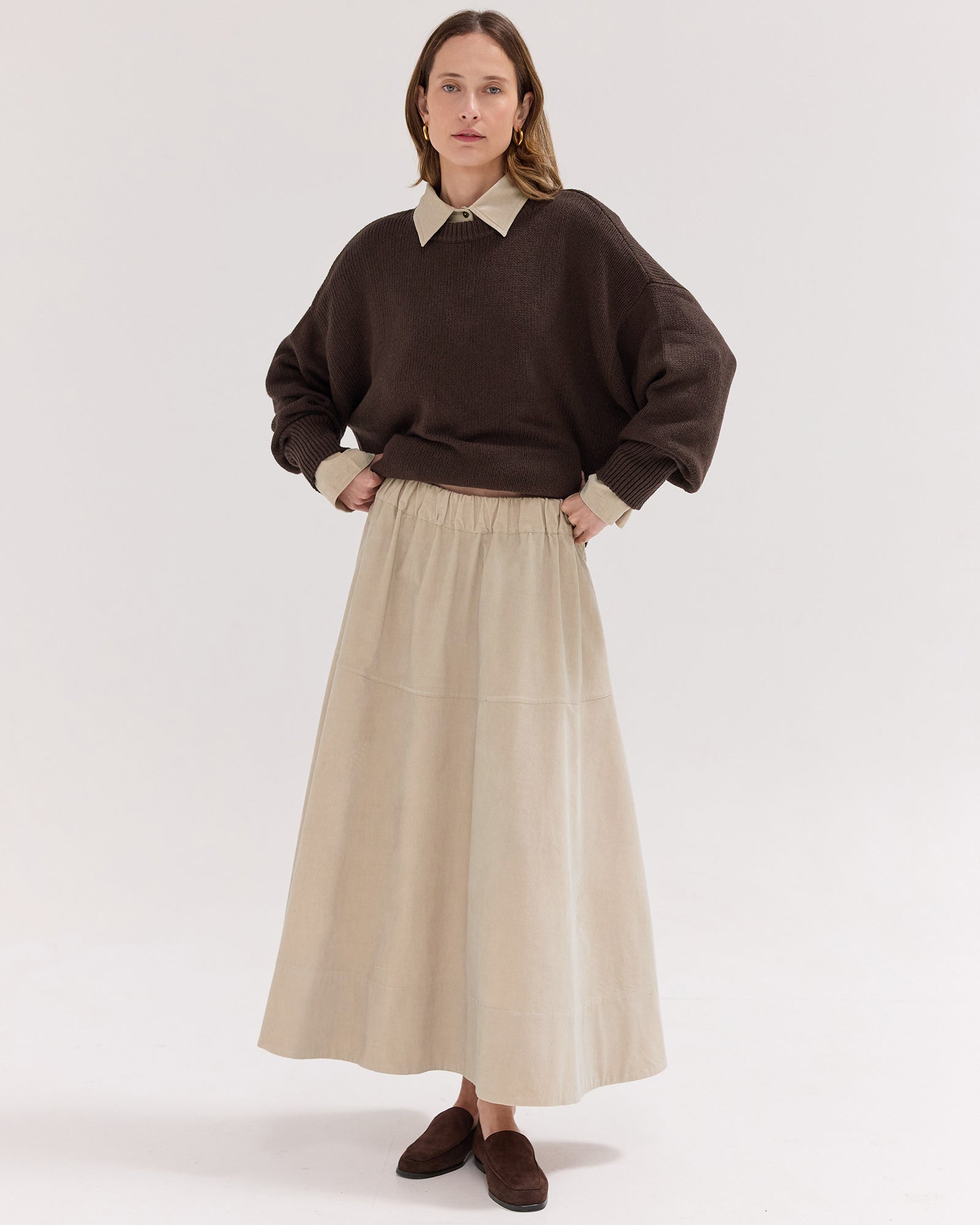 The Corduroy Maxi Skirt | Pebble