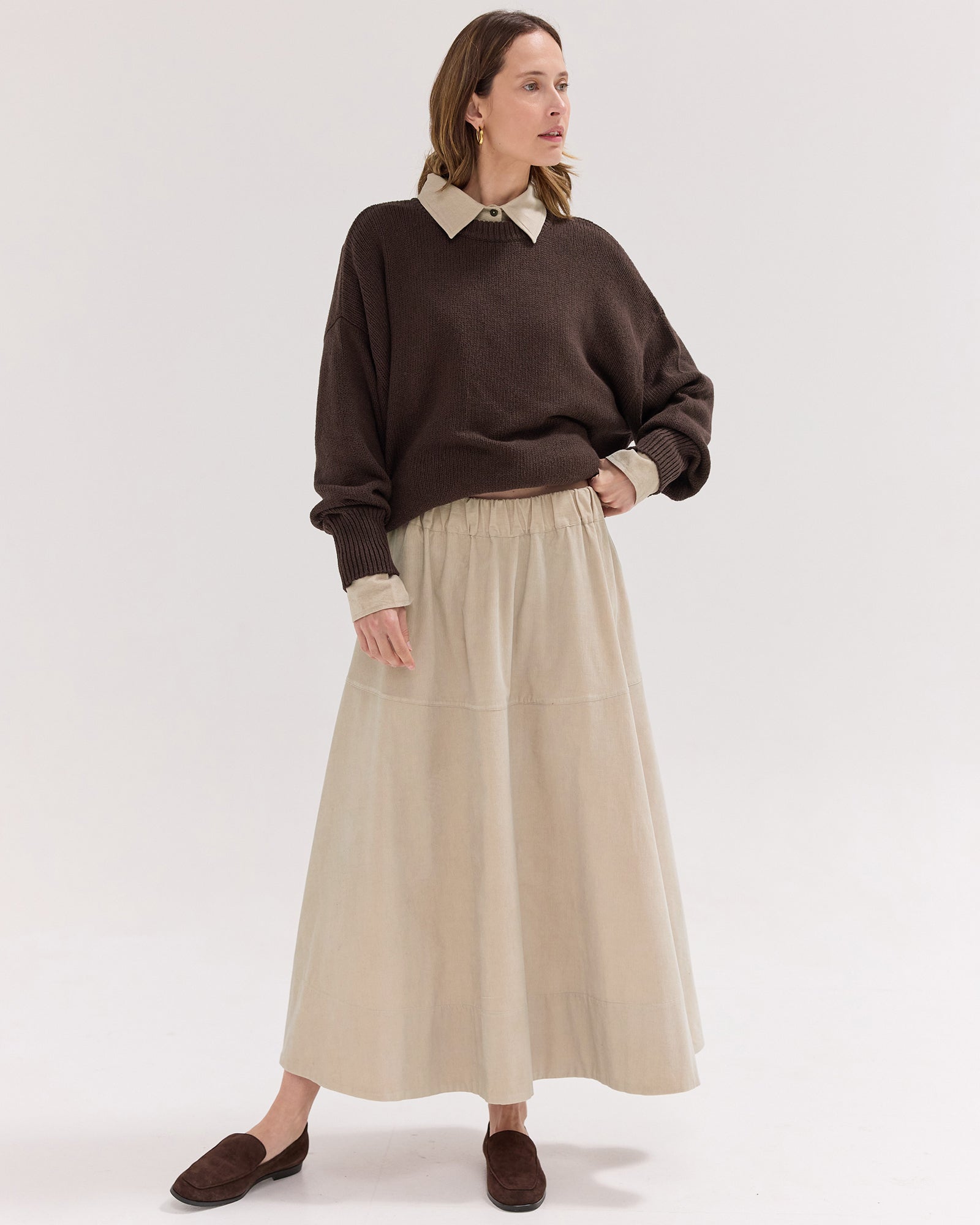 The Corduroy Maxi Skirt | Pebble