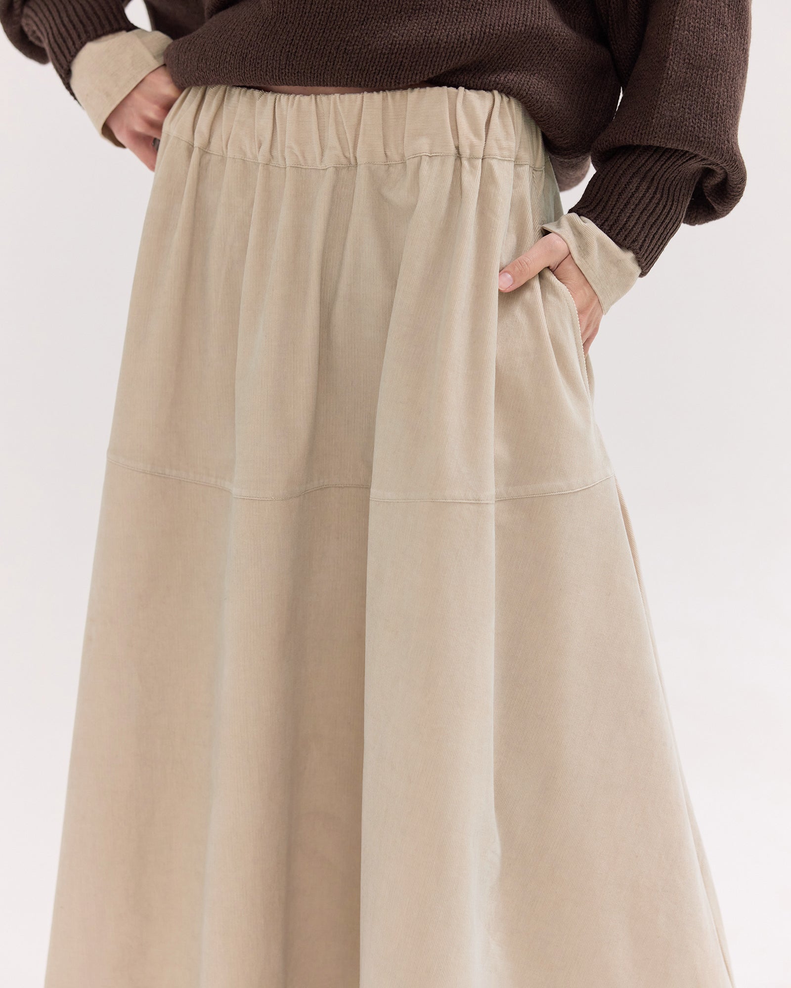 The Corduroy Maxi Skirt | Pebble