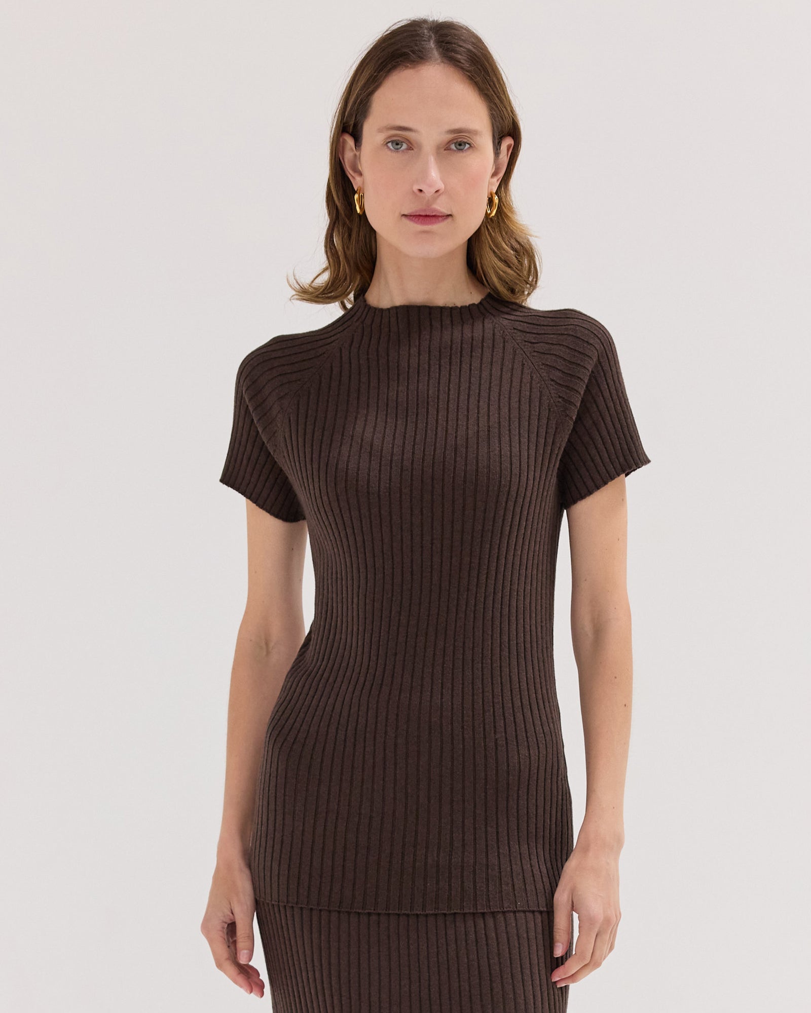 The Rib Knit Tee | Brazil Nut