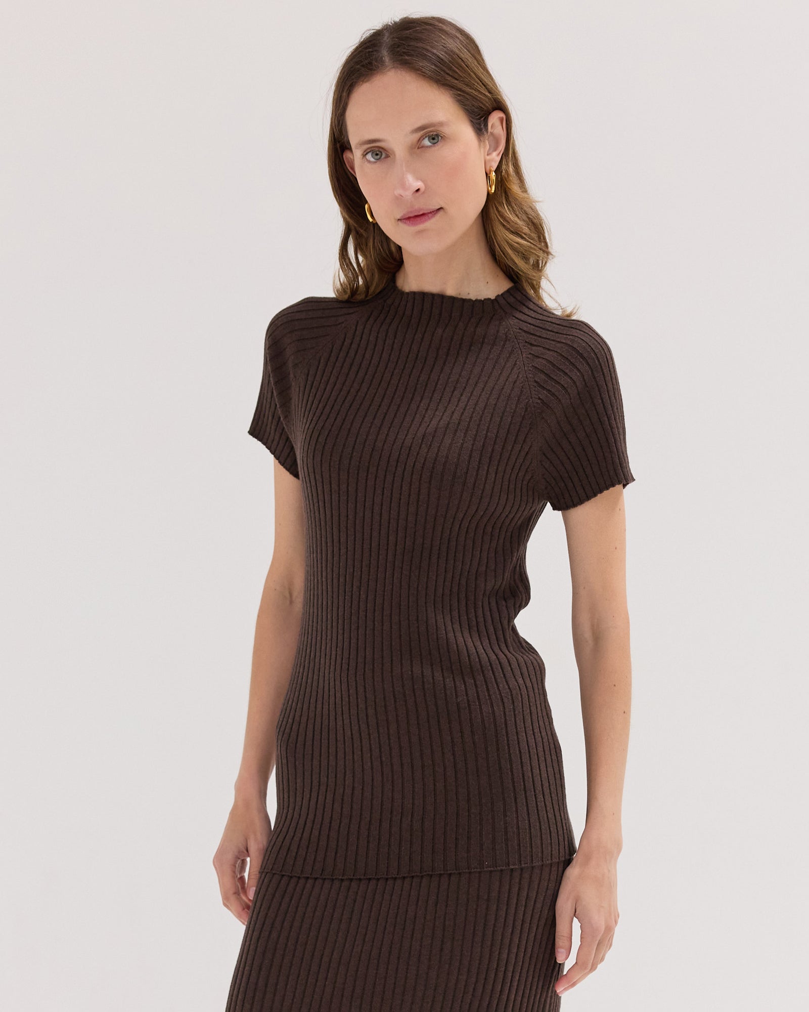 The Rib Knit Tee | Brazil Nut