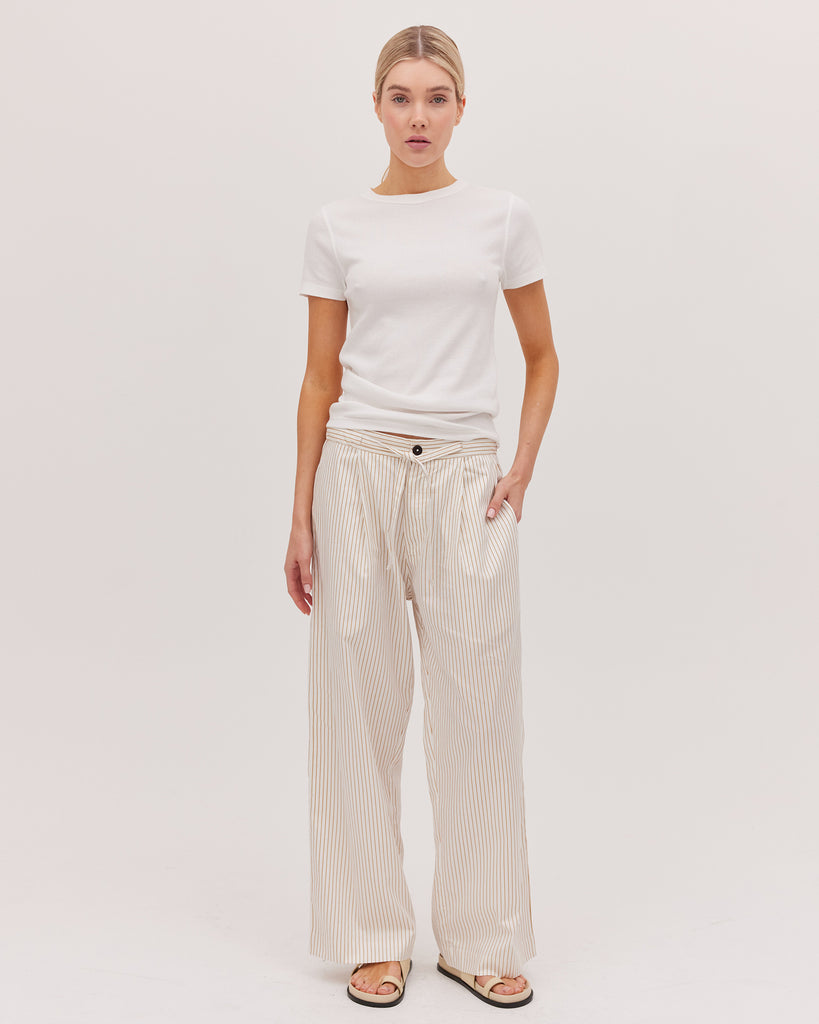 The Drawstring Tailored Pant | Gold Stripe