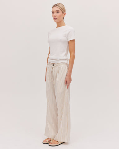 The Drawstring Tailored Pant | Gold Stripe