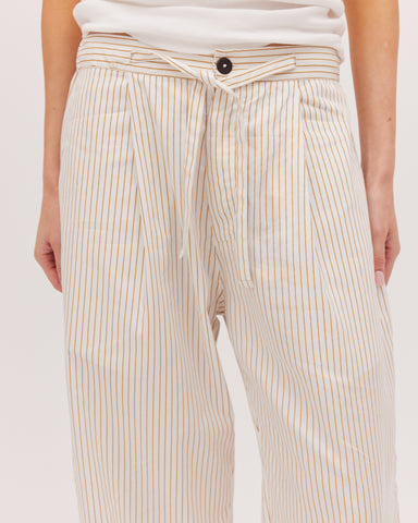 The Drawstring Tailored Pant | Gold Stripe