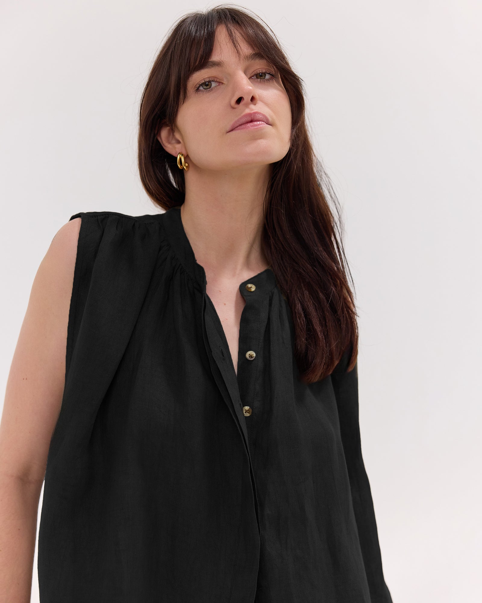 The Gathered Sleeveless Top | Black