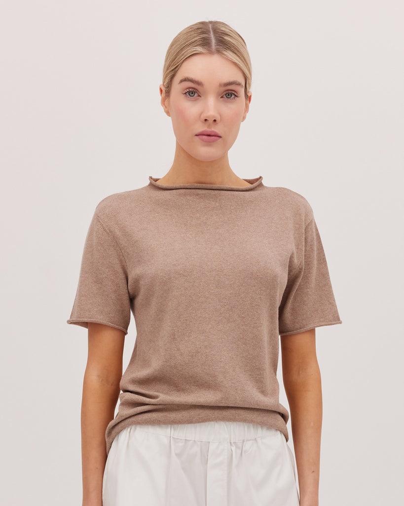 The Funnel Neck Tee | Walnut