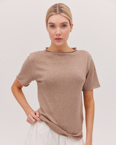 The Funnel Neck Tee | Walnut