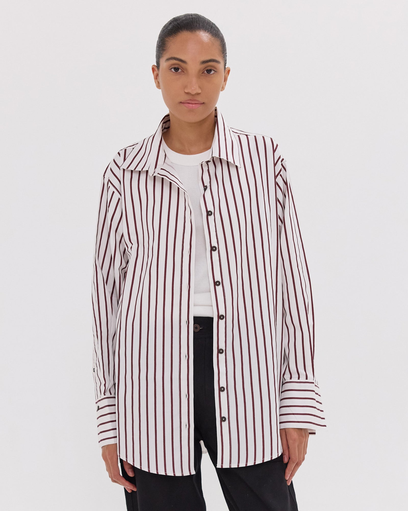 The Dropped Yolk Shirt | Mahogany & White