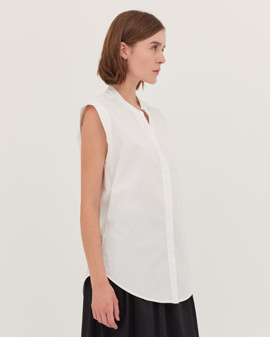 The Tailored Sleeveless Shirt | White