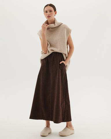 The Corduroy Tailored Skirt | Rich Loam