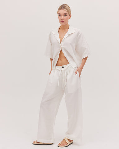 The Drawstring Tailored Pant | White