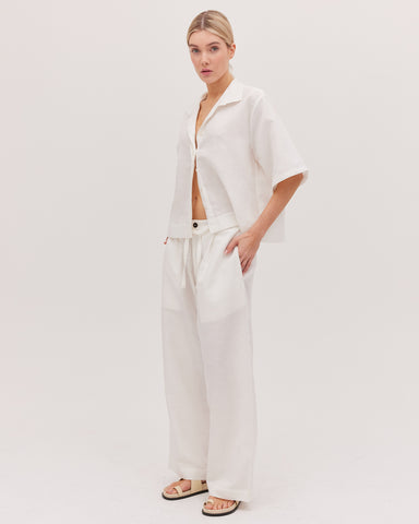 The Drawstring Tailored Pant | White