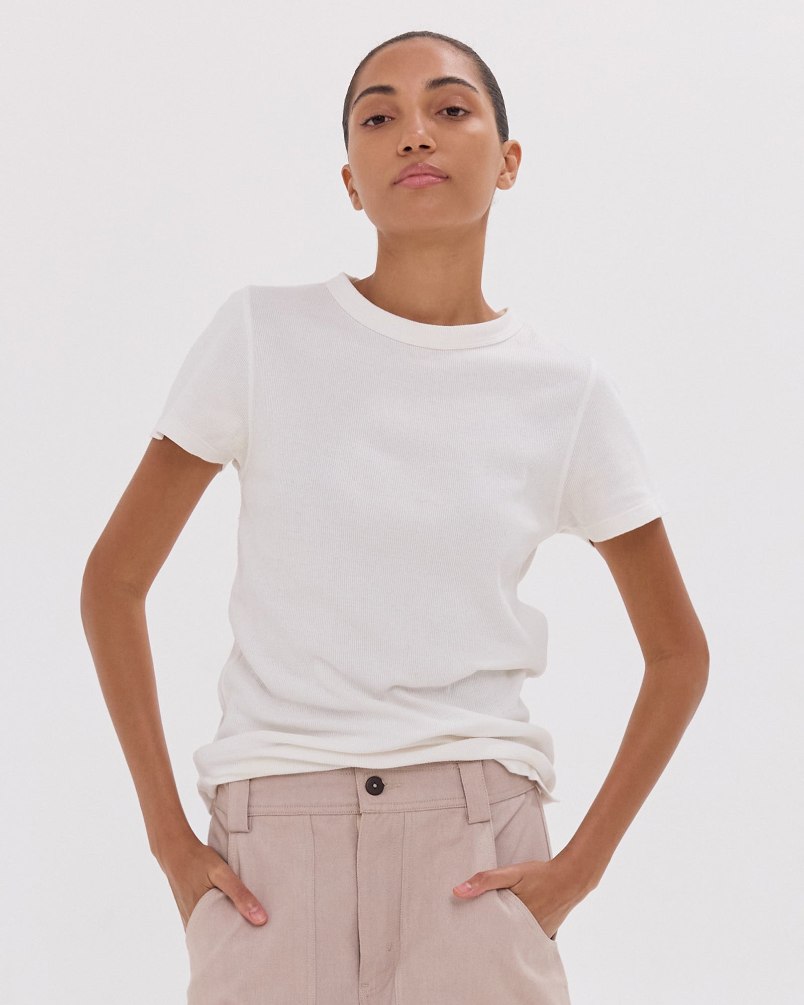 The Ribbed Tee | White