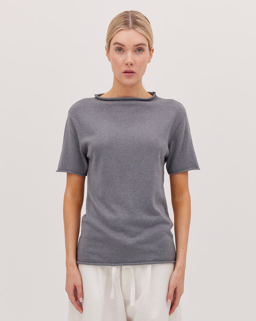 The Funnel Neck Tee | Slate