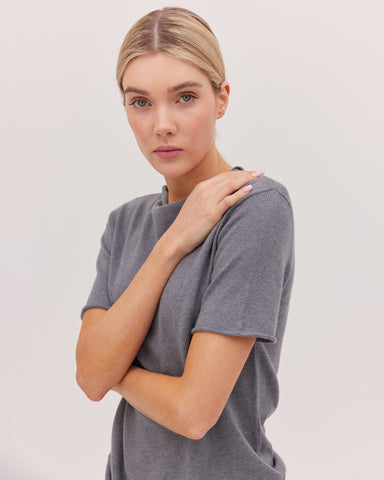 The Funnel Neck Tee | Slate