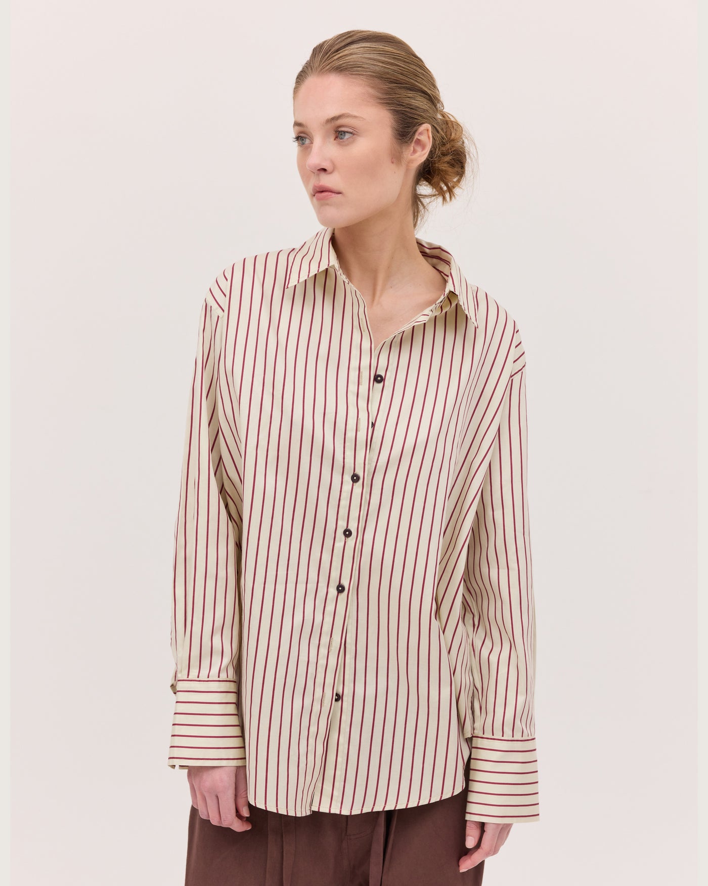 The Split Back Shirt | Mahogany Stripe