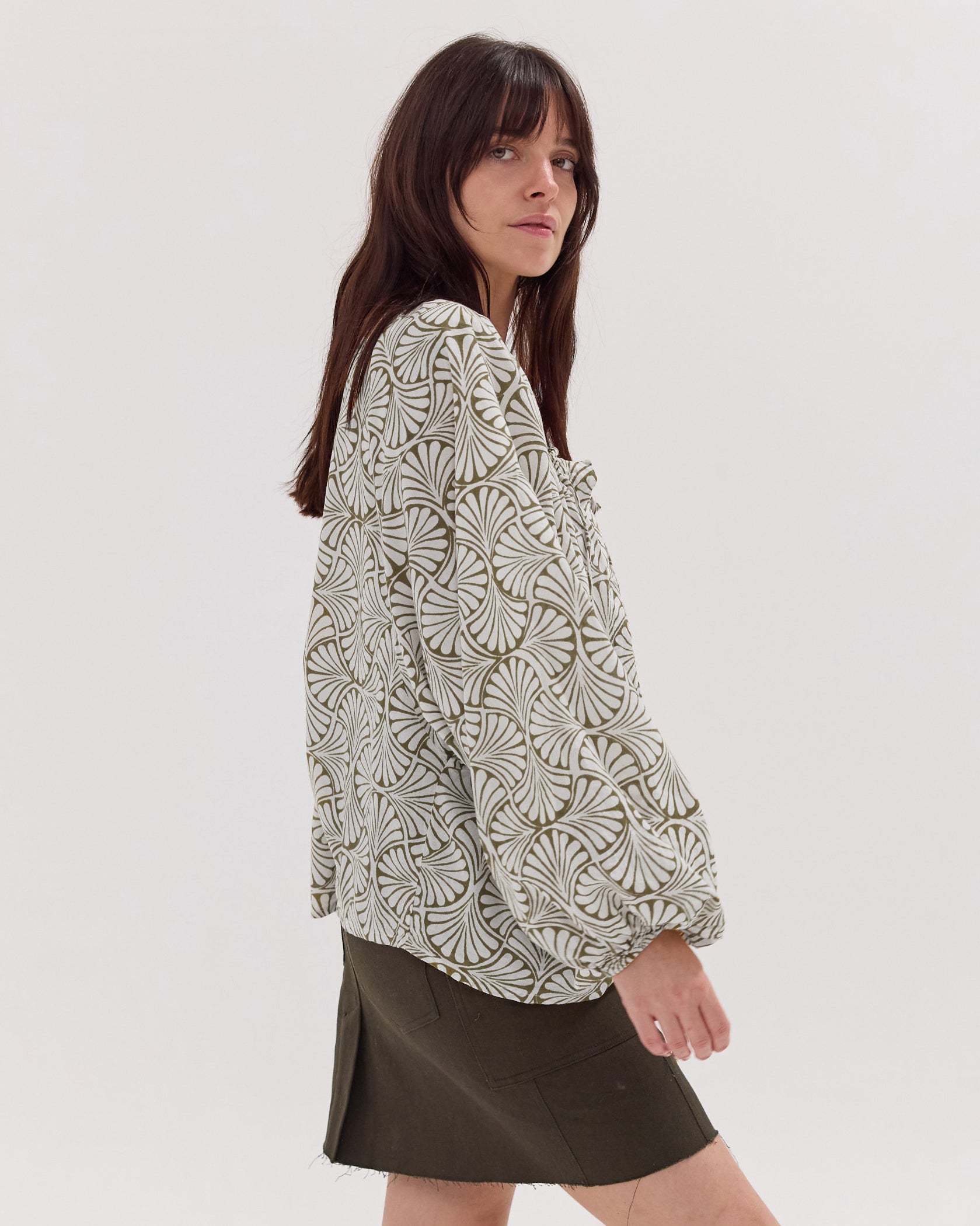 The Block Print Blouse | Olive