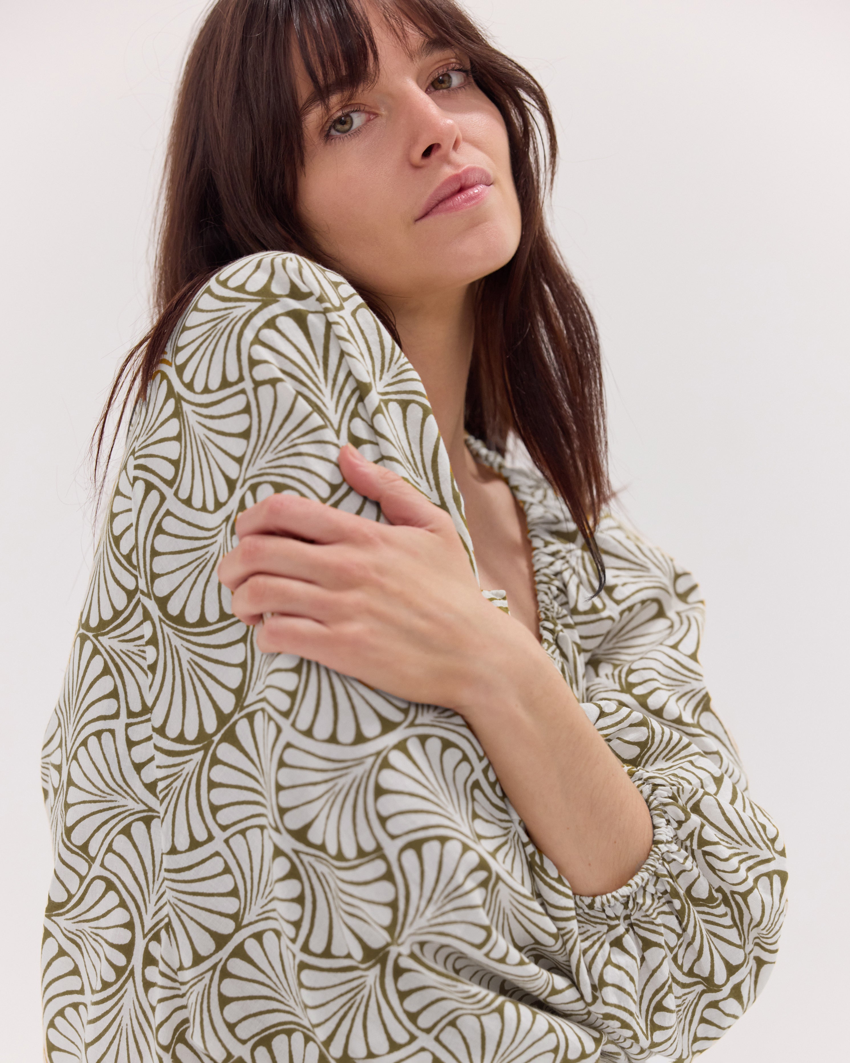 The Block Print Blouse | Olive